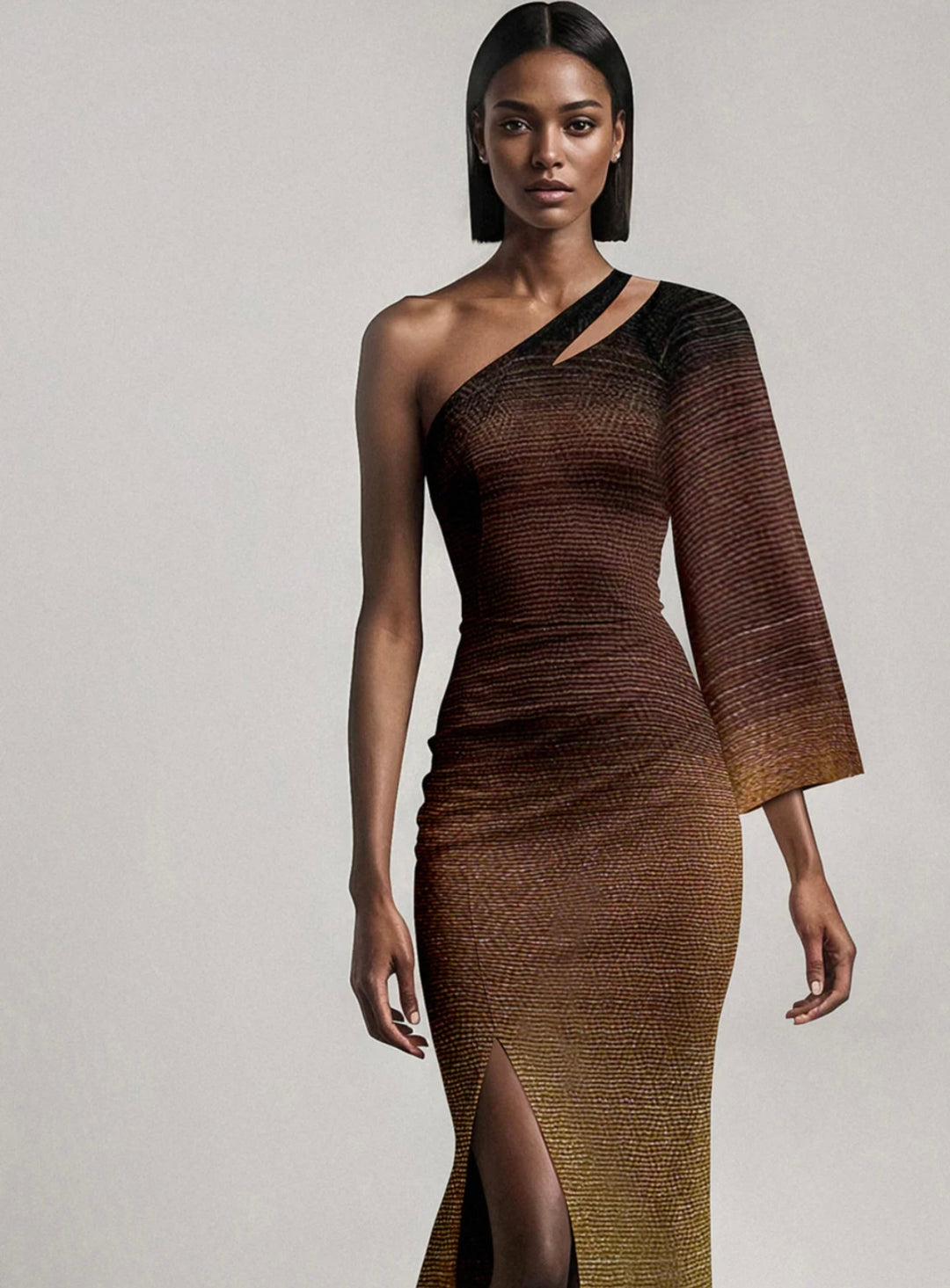 one shoulder cut out front dress Ollie