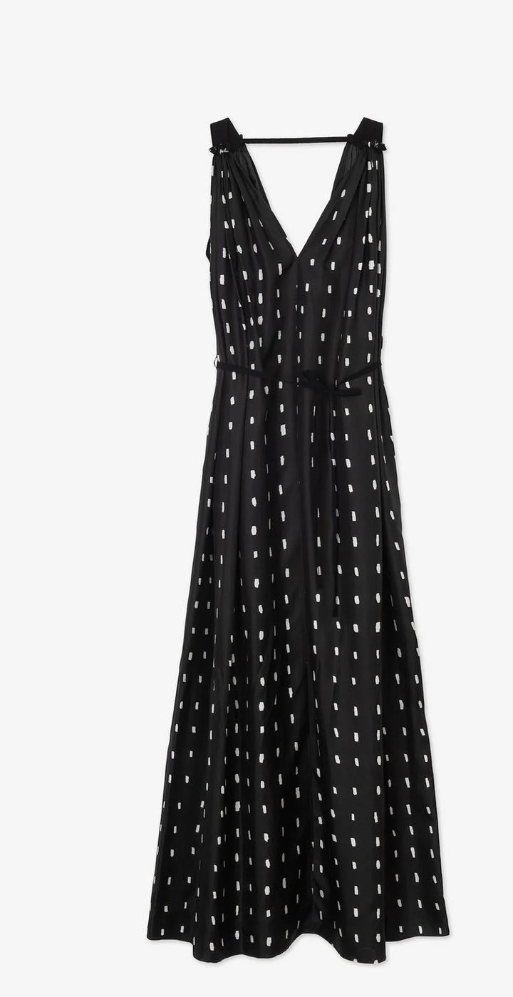LONG PRINTED SILK DRESS